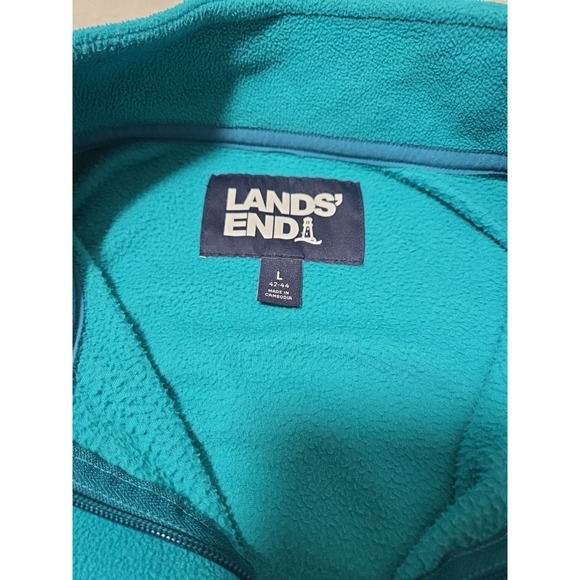 Lands'End Fleece Oeko-Tex 1/4 zip  Mans Large - Teal - Picture 3 of 7